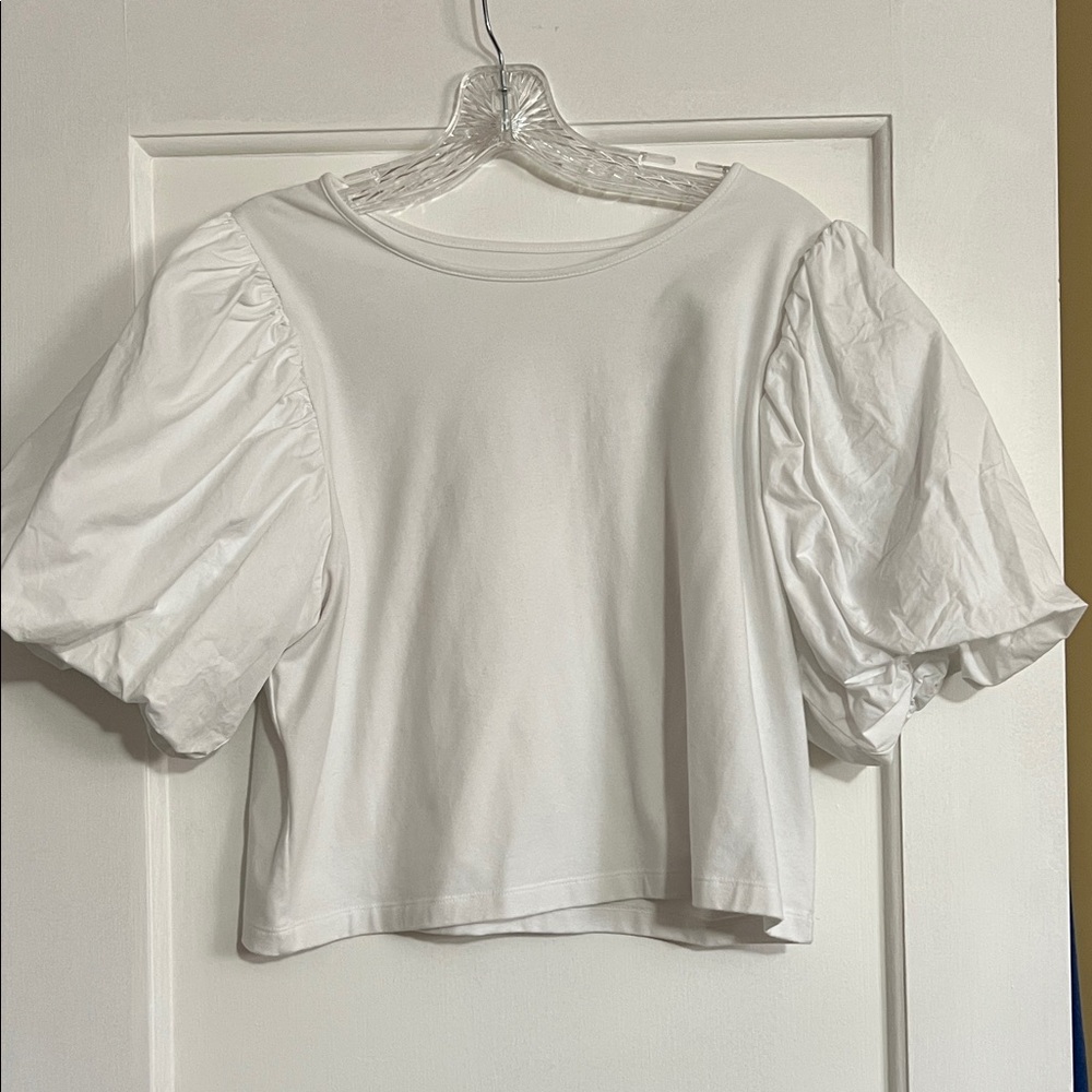 White Puff Sleeve Top
